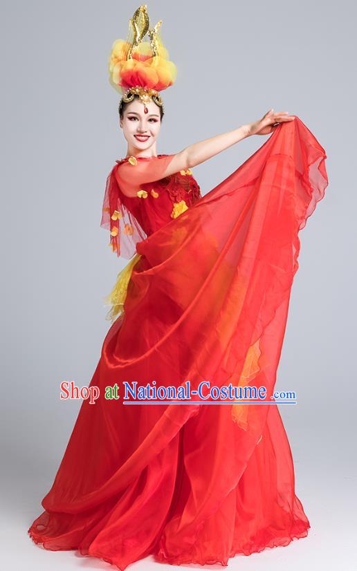 China Modern Dance Clothing Stage Performance Red Dress Spring Festival Gala Opening Dance Costume