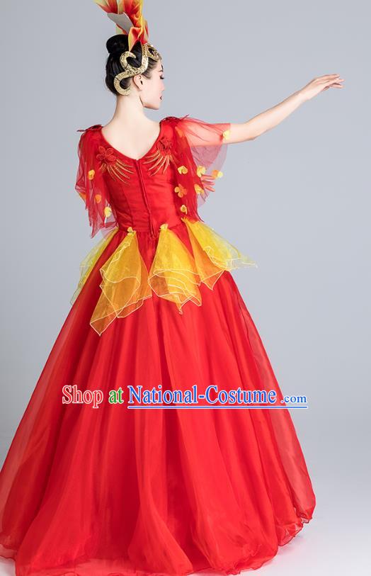 China Modern Dance Clothing Stage Performance Red Dress Spring Festival Gala Opening Dance Costume