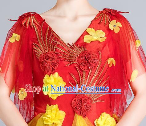 China Modern Dance Clothing Stage Performance Red Dress Spring Festival Gala Opening Dance Costume