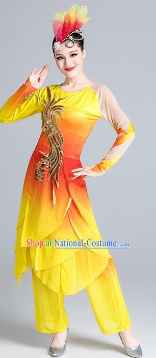 China Yangko Dance Yellow Outfits Stage Performance Costume Folk Dance Clothing