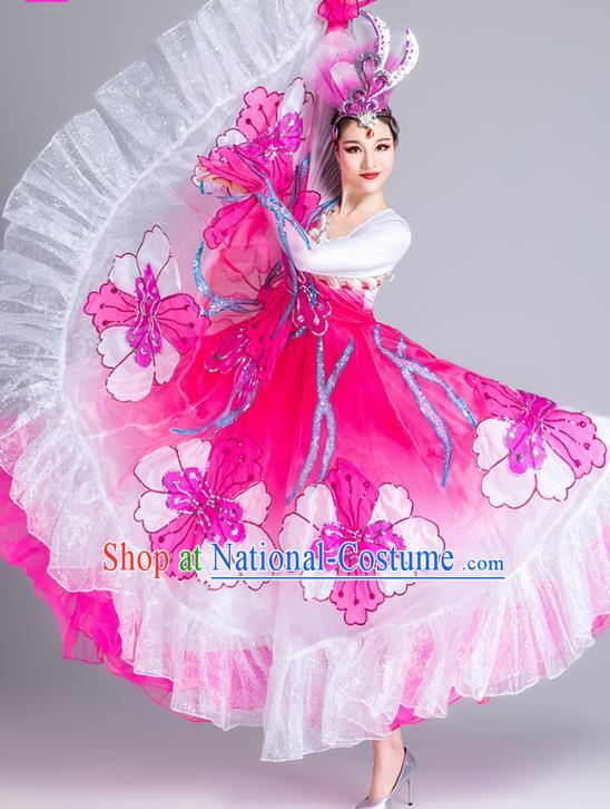 China Spring Festival Gala Opening Dance Rosy Dress Modern Dance Clothing Stage Performance Costume