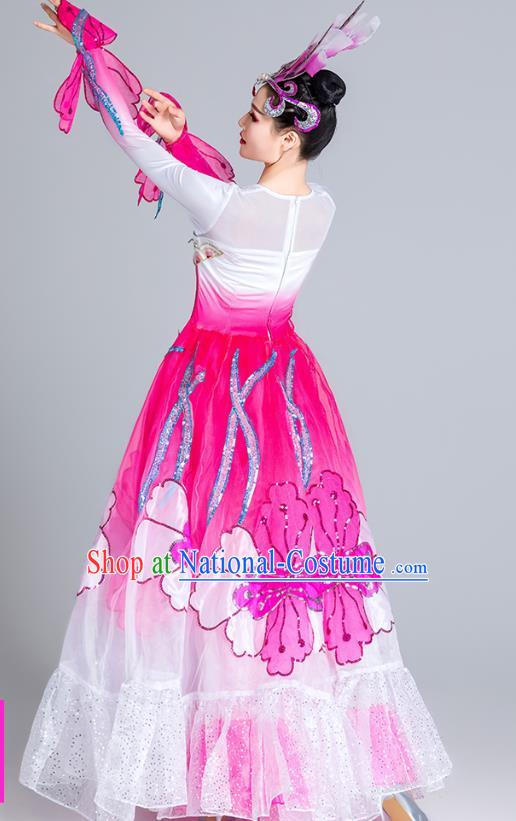 China Spring Festival Gala Opening Dance Rosy Dress Modern Dance Clothing Stage Performance Costume