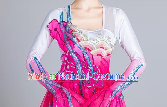 China Spring Festival Gala Opening Dance Rosy Dress Modern Dance Clothing Stage Performance Costume