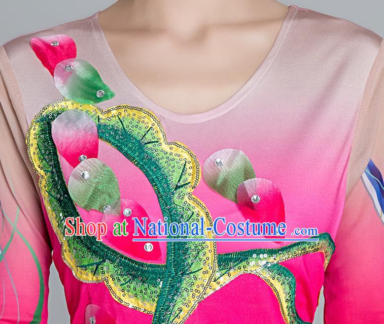 China Classical Dance Clothing Lotus Dance Rosy Dress Group Dance Stage Performance Costume