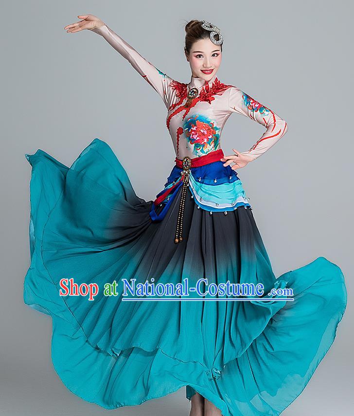 China Female Group Dance Stage Performance Costume Classical Dance Clothing Flying Dance Green Dress