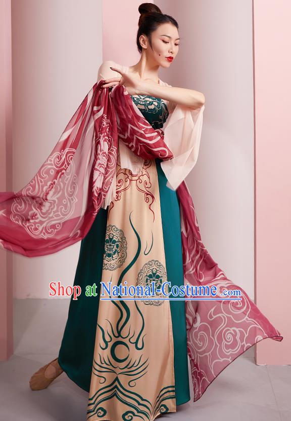 China Woman Group Dance Costume Classical Dance Clothing Tang Dynasty Dance Hanfu Dress