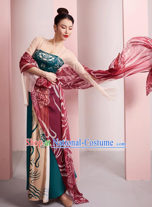 China Woman Group Dance Costume Classical Dance Clothing Tang Dynasty Dance Hanfu Dress