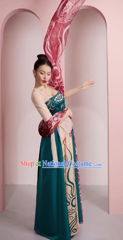 China Woman Group Dance Costume Classical Dance Clothing Tang Dynasty Dance Hanfu Dress