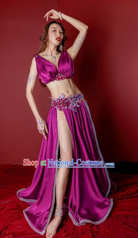 Asian Oriental Dance Raks Sharki Purple Outfits Professional Indian Belly Dance Competition Clothing