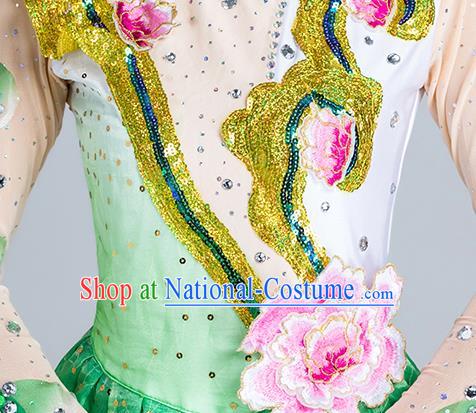 China Modern Dance Stage Performance Clothing Opening Dance Green Dress Peony Dance Costume