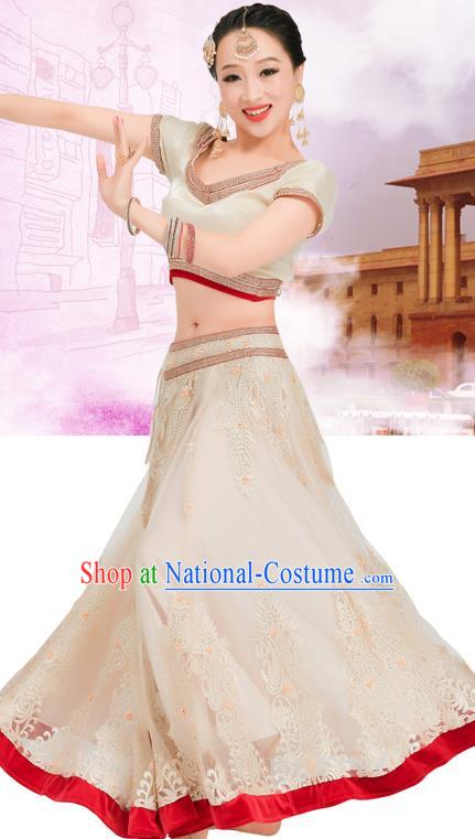 Asian India Folk Dance Lehenga Costumes Indian Bollywood Performance Golden Dress