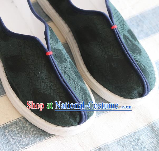 China Handmade Atrovirens Cloth Shoes National Woman Shoes