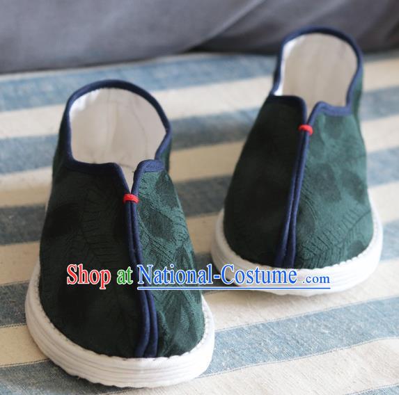 China Handmade Atrovirens Cloth Shoes National Woman Shoes