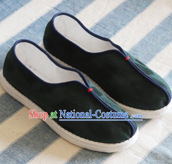 China Handmade Atrovirens Cloth Shoes National Woman Shoes