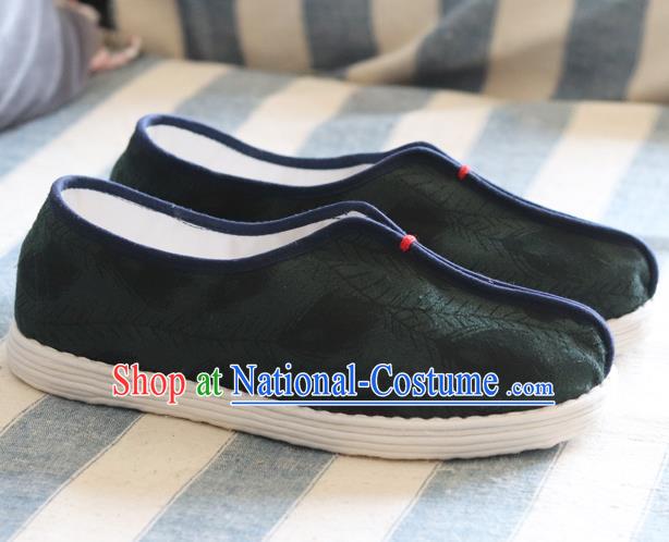 China Handmade Atrovirens Cloth Shoes National Woman Shoes