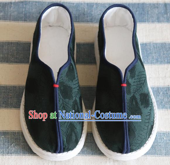 China Handmade Atrovirens Cloth Shoes National Woman Shoes