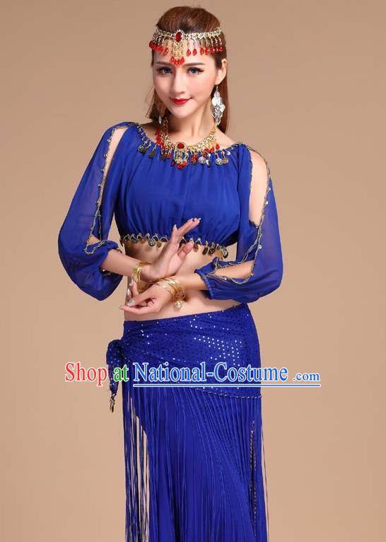 Indian Traditional Oriental Dance Belly Dance Royalblue Skirt Outfits Asian India Raks Sharki Clothing