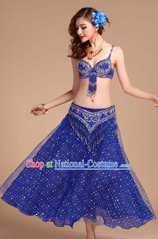 Asian Traditional Raks Sharki Oriental Dance Royalblue Bra and Skirt Uniforms Indian Belly Dance Performance Clothing