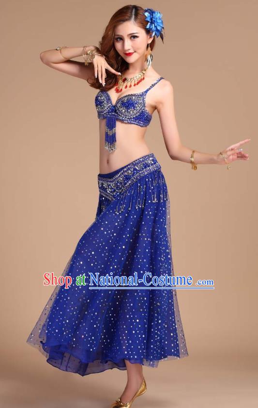 Asian Traditional Raks Sharki Oriental Dance Royalblue Bra and Skirt Uniforms Indian Belly Dance Performance Clothing