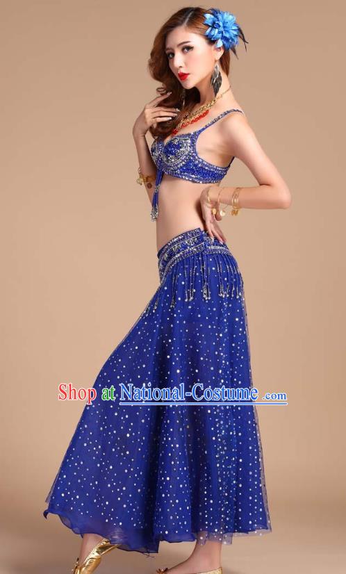 Asian Traditional Raks Sharki Oriental Dance Royalblue Bra and Skirt Uniforms Indian Belly Dance Performance Clothing