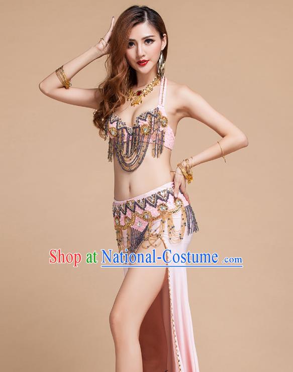 Top Belly Dance Performance Clothing Asian Indian Oriental Dance Pink Uniforms Traditional Raks Sharki Bra and Skirt