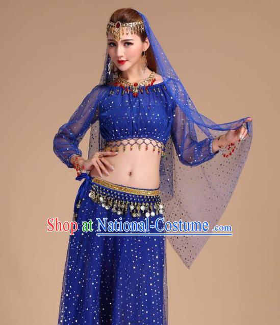 Asian Traditional Court Stage Performance Dress India Folk Dance Clothing Indian Belly Dance Royalblue Skirt Outfits