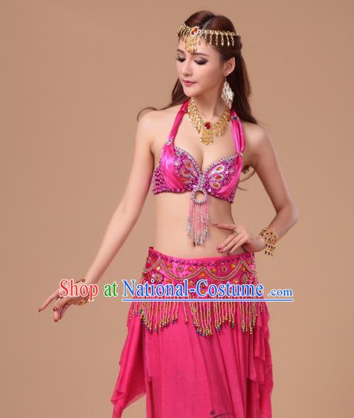 Asian Indian Belly Dance Performance Rosy Uniforms Traditional Raks Sharki Oriental Dance Bra and Skirt