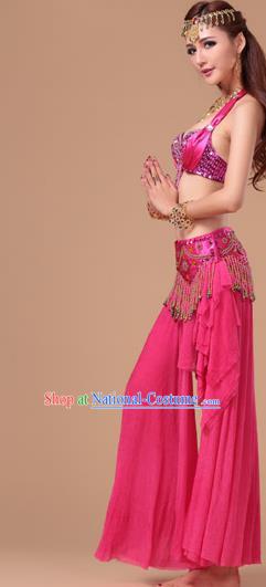 Asian Indian Belly Dance Performance Rosy Uniforms Traditional Raks Sharki Oriental Dance Bra and Skirt