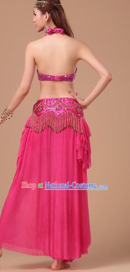 Asian Indian Belly Dance Performance Rosy Uniforms Traditional Raks Sharki Oriental Dance Bra and Skirt