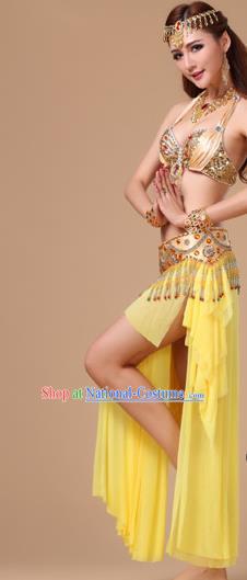 Asian Traditional Raks Sharki Oriental Dance Costumes Indian Belly Dance Performance Uniforms Bra and Yellow Skirt