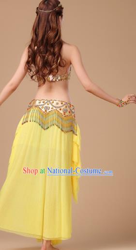 Asian Traditional Raks Sharki Oriental Dance Costumes Indian Belly Dance Performance Uniforms Bra and Yellow Skirt