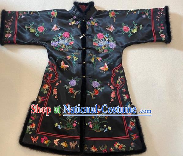 Chinese National Cotton Wadded Coat Embroidered Stand Collar Jacket Winter Female Costume