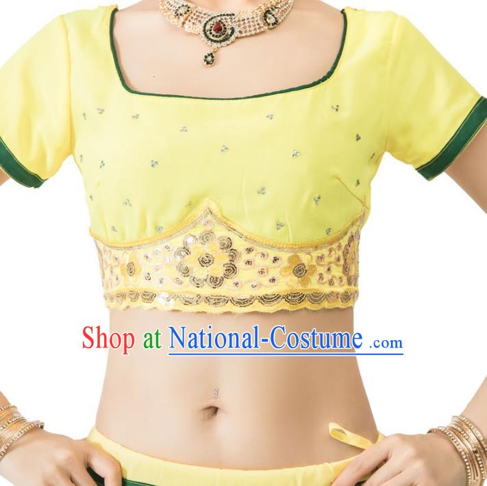 Indian Traditional Lehenga Clothing Yellow Top and Skirt Asian India Bollywood Dance Clothing