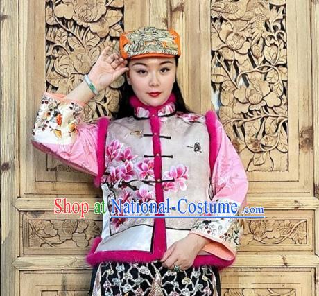 Chinese Traditional Silk Waistcoat Winter Female Clothing Embroidered Mangnolia Vest