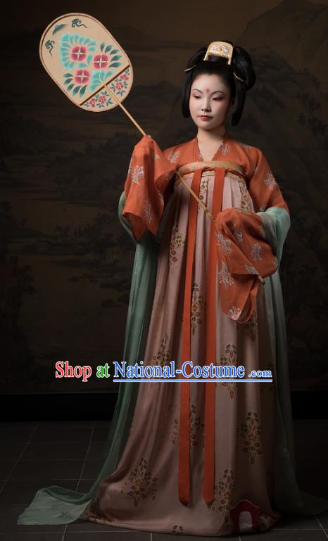 China Ancient Hanfu Garment Traditional Tang Dynasty Palace Lady Historical Costumes