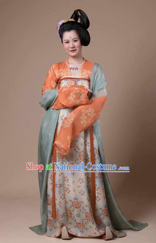 China Ancient Court Woman Hanfu Garment Traditional Tang Dynasty Royal Countess Historical Costumes