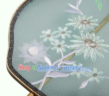 China Traditional Palace Fan Classical Dance Hanfu Fan Handmade Embroidered Chrysanthemum Silk Fan