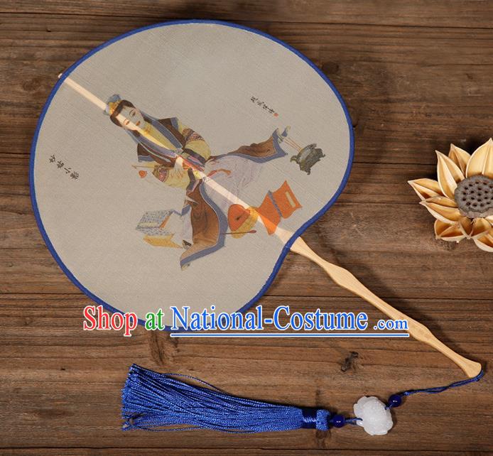 China Handmade Silk Fan Traditional Printing Taoist Nun Palace Fan Classical Dance Hanfu Fan