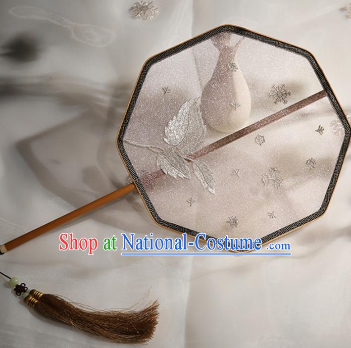 China Traditional Embroidered Hanfu Fan Classical Dance Palace Fan Handmade Silk Octagon Fan