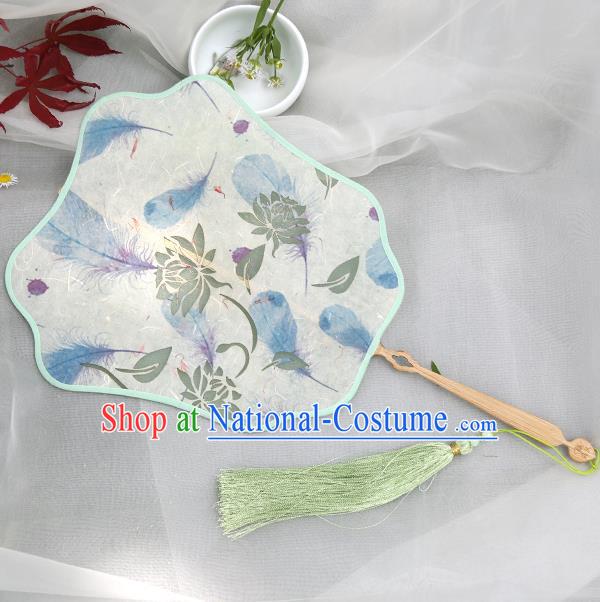 China Handmade Hanfu Fan Traditional Palace Fan Classical Lotus Pattern Silk Fan