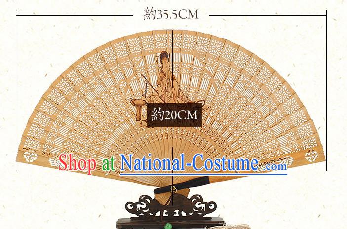 Chinese Traditional Kung Fu Fan Handmade Sandalwood Fan Ink Painting Goddess Folding Fan