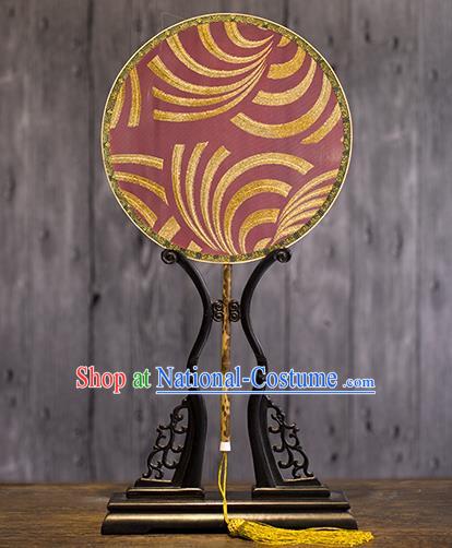 China Traditional Tang Dynasty Hanfu Fan Handmade Palace Fan Classical Dance Red Silk Circular Fan