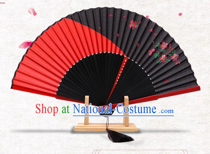 Chinese Tai Chi Fan Classical Accordion Handmade Printing Silk Folding Fan