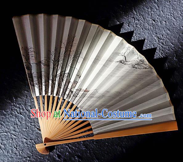 Chinese Classical Folding Fan Handmade Ink Painting Fan Traditional Bamboo Accordion