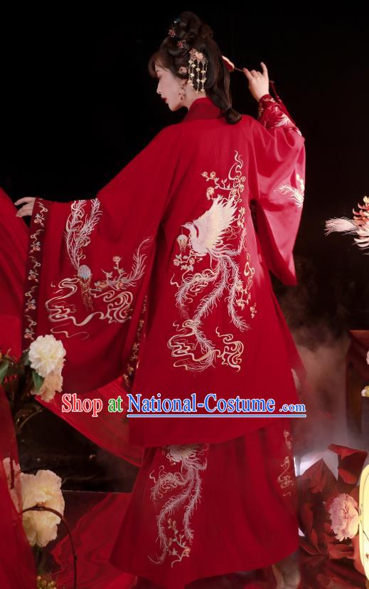 China Ancient Princess Red Hanfu Dress Traditional Ming Dynasty Wedding Costumes Complete Set