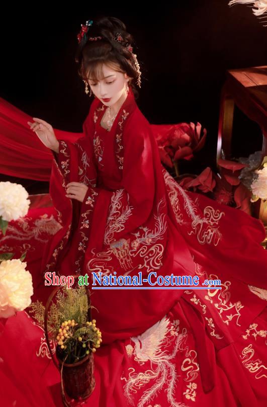 China Ancient Princess Red Hanfu Dress Traditional Ming Dynasty Wedding Costumes Complete Set