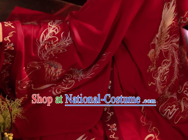 China Ancient Princess Red Hanfu Dress Traditional Ming Dynasty Wedding Costumes Complete Set