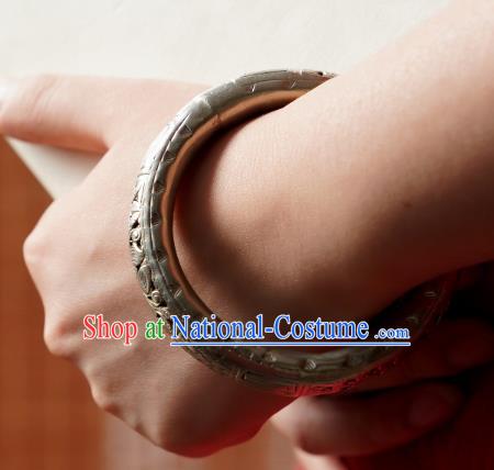 Chinese National Silver Carving Bracelet Traditional Wristlet Accessories