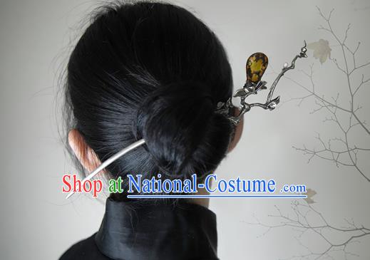 Chinese Traditional Cheongsam Hairpin National Silver Mangnolia Hair Stick