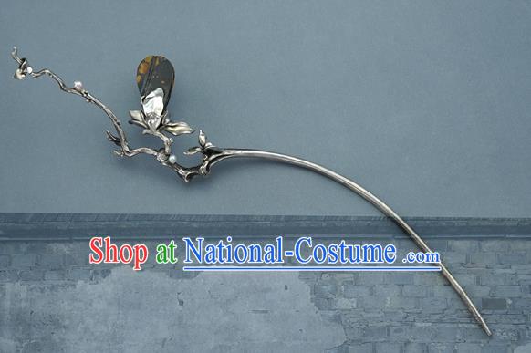 Chinese Traditional Cheongsam Hairpin National Silver Mangnolia Hair Stick